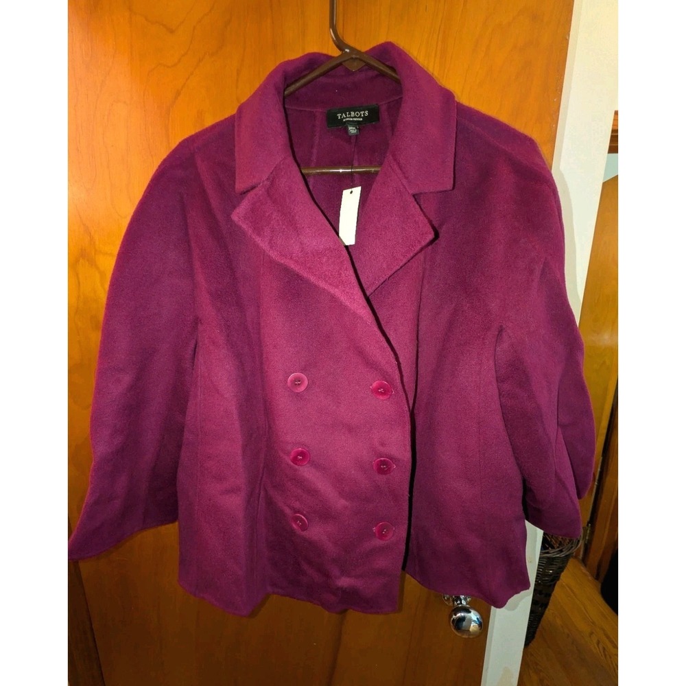Talbot's Women's Petites Eggplant Wool LS Blazer Jacket Size 20W NWT $249 Retail